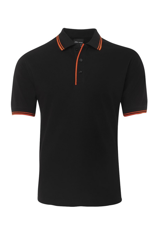 Men's Contrast Polo - Black/Orange