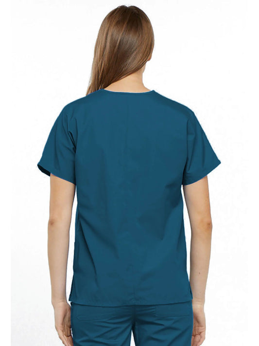 Womens V Neck Top - Caribbean Blue