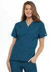 Womens V Neck Top - Caribbean Blue