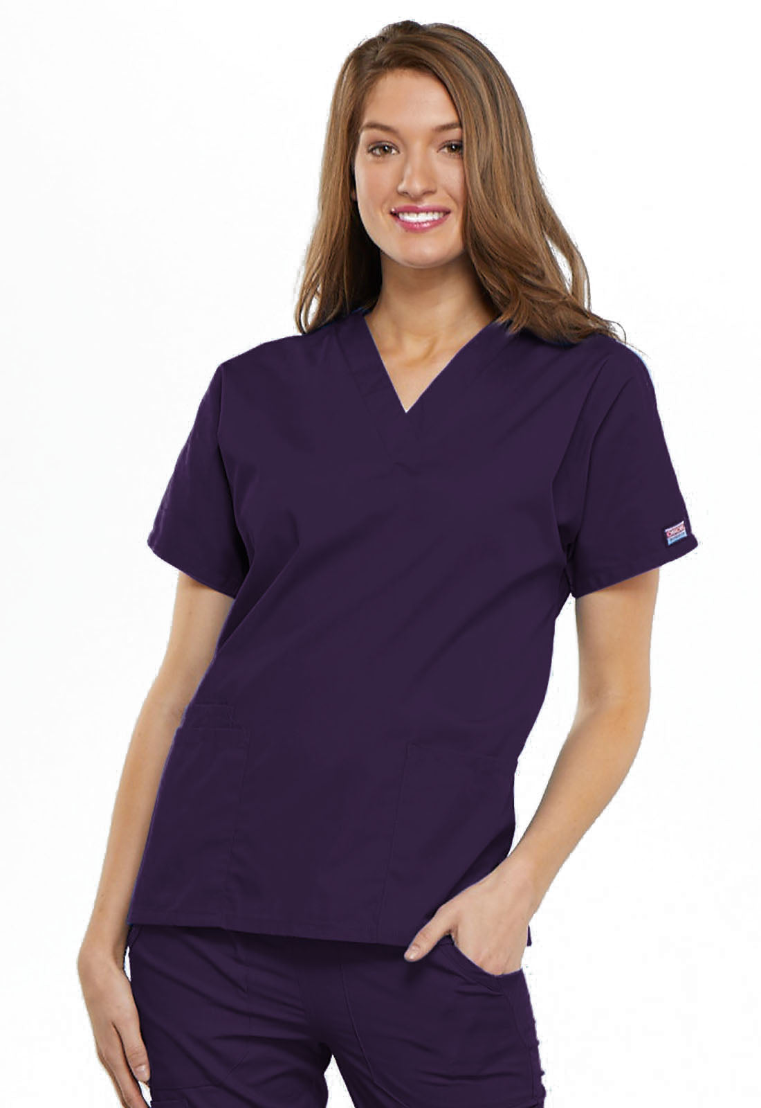 Womens V Neck Top - Eggplant