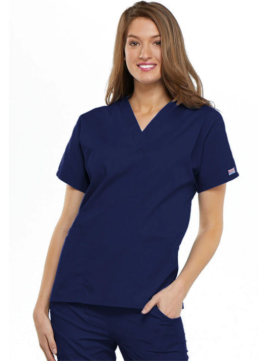 Womens V Neck Top - Navy