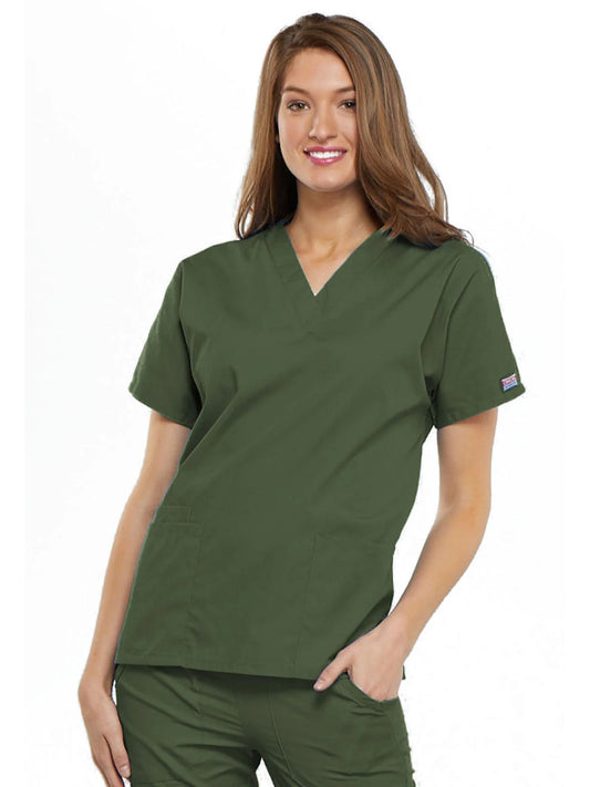 Womens V Neck Top - Olive