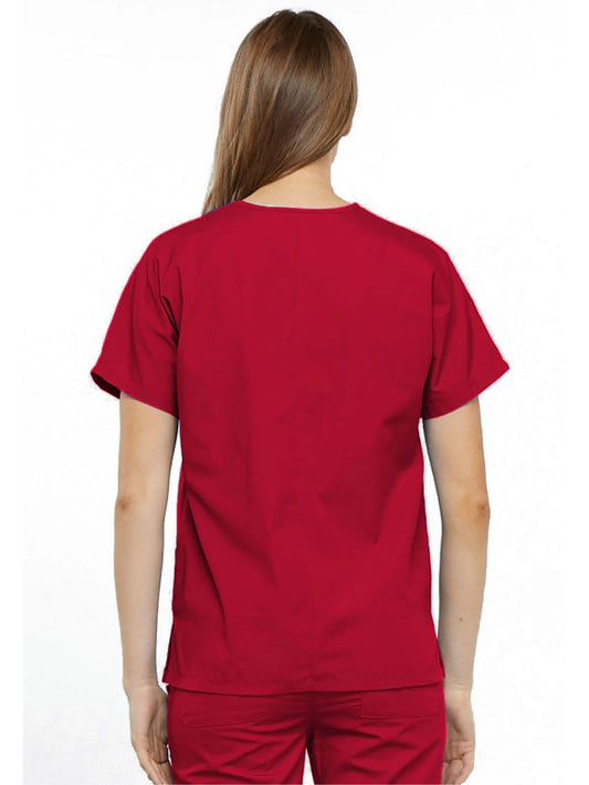 Womens V Neck Top - Red