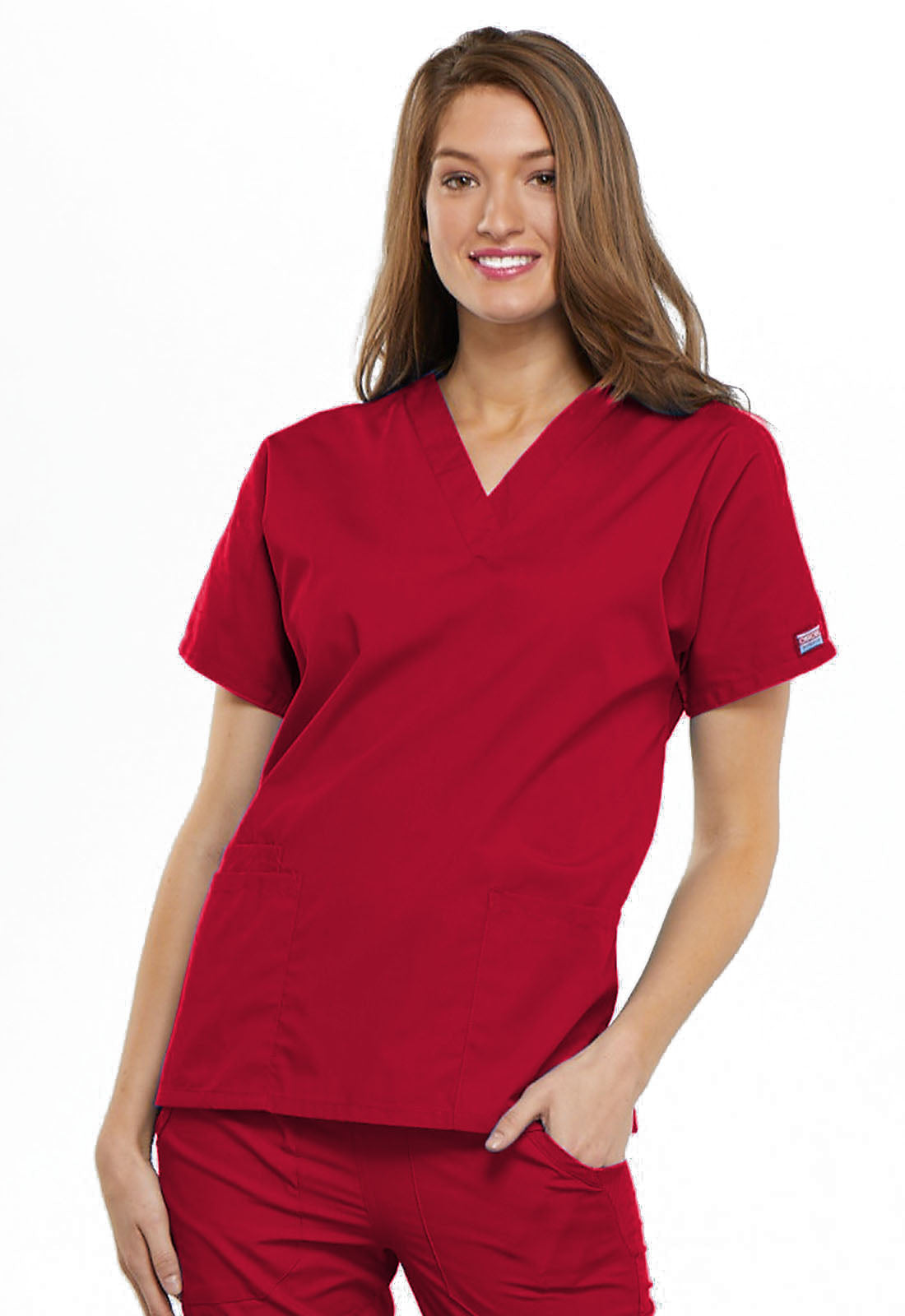 Womens V Neck Top - Red