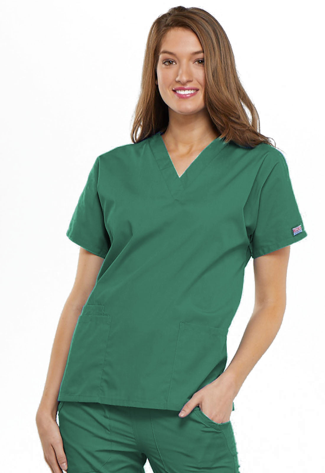 Womens V Neck Top - Surgical Green