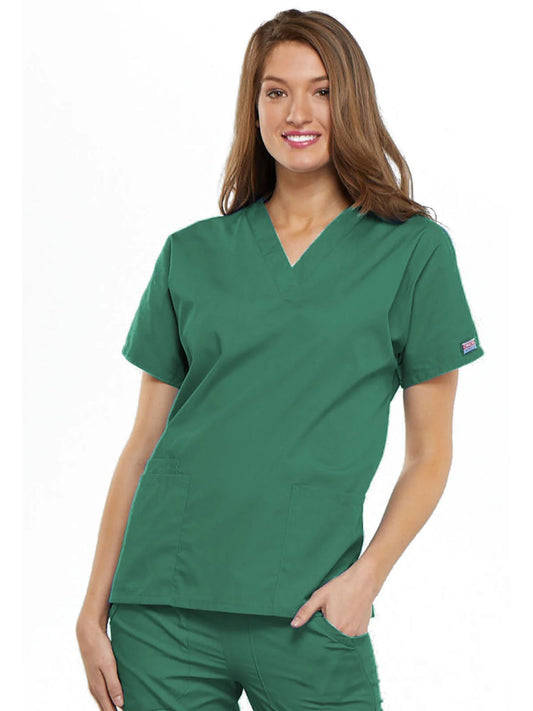 Womens V Neck Top - Surgical Green