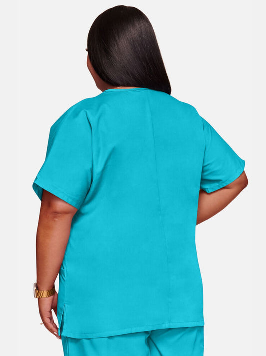 Womens V Neck Top - Turquoise