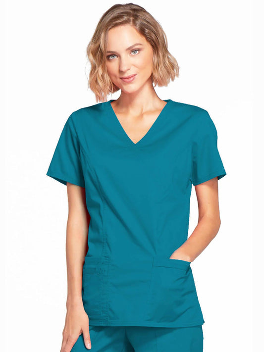 Mock Wrap Top - Caribbean Blue
