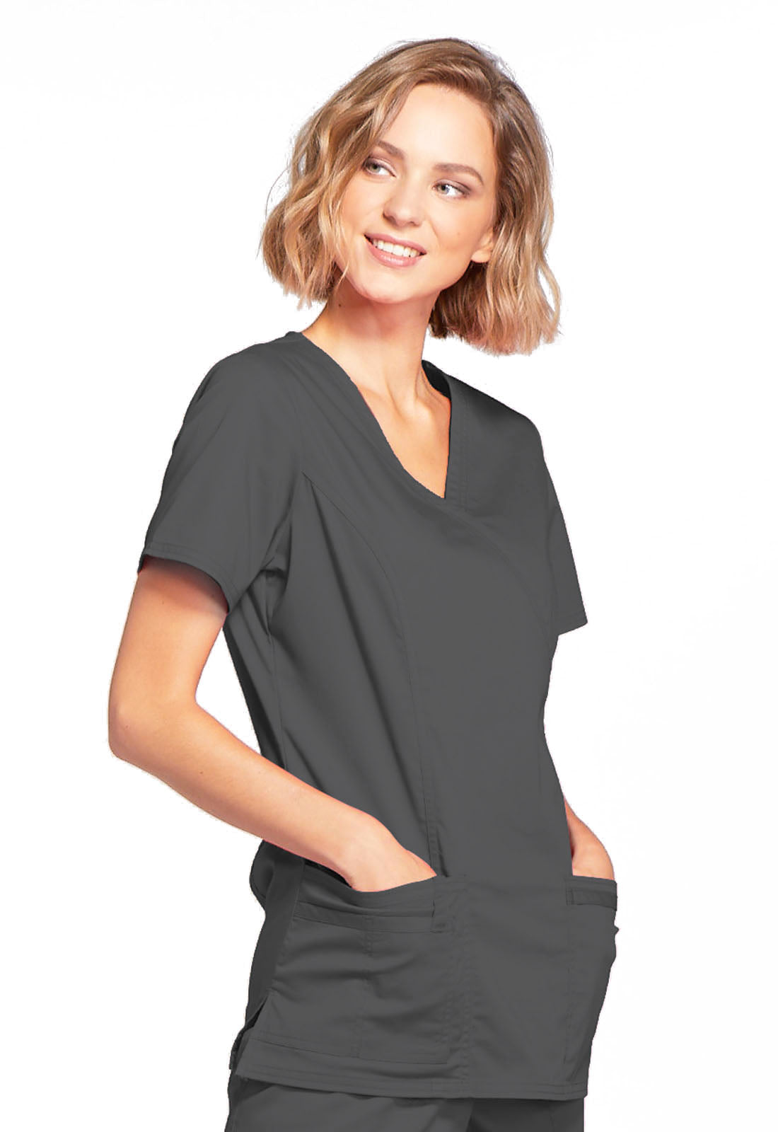 Mock Wrap Top - Pewter