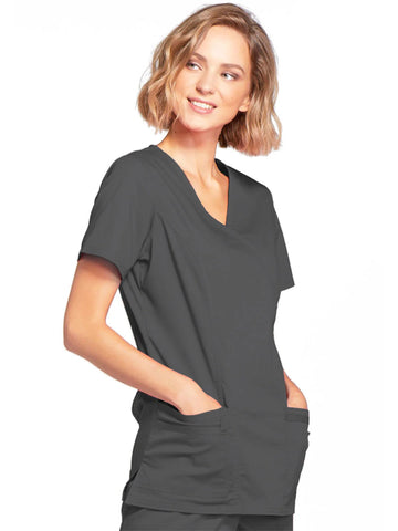 Mock Wrap Top - Pewter