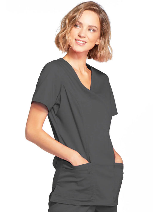 Mock Wrap Top - Pewter