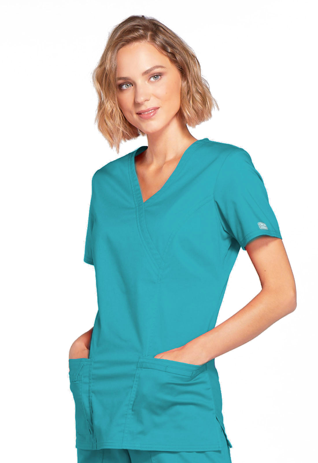 Mock Wrap Top - Teal Blue