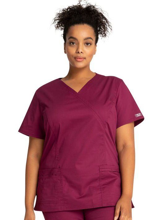 Mock Wrap Top - Wine