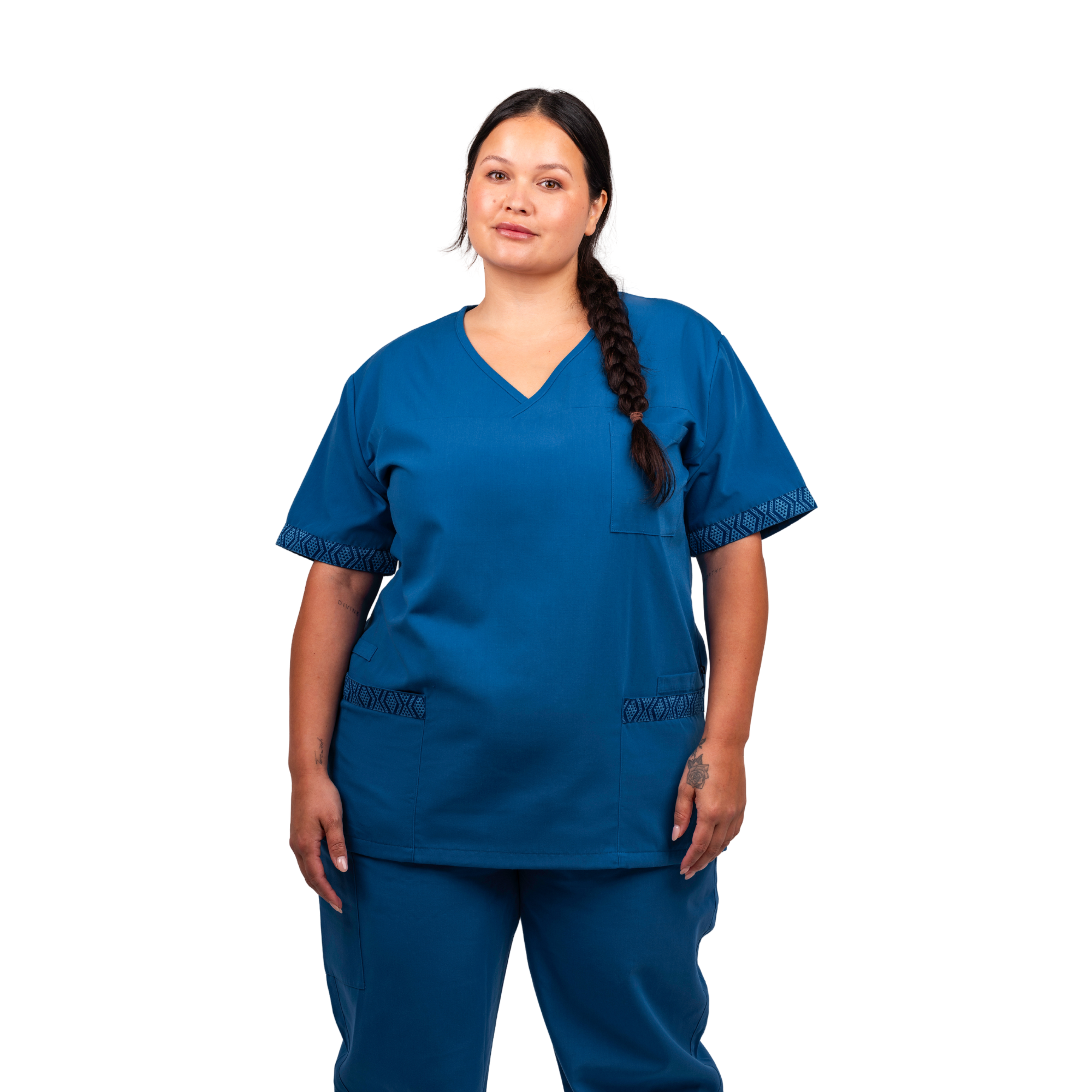 Unisex Adrienne Whitewood Scrub Top - Te Kahikatea - Cobalt