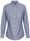 Womens Chambray Dobby Long Sleeve Casual Shirt