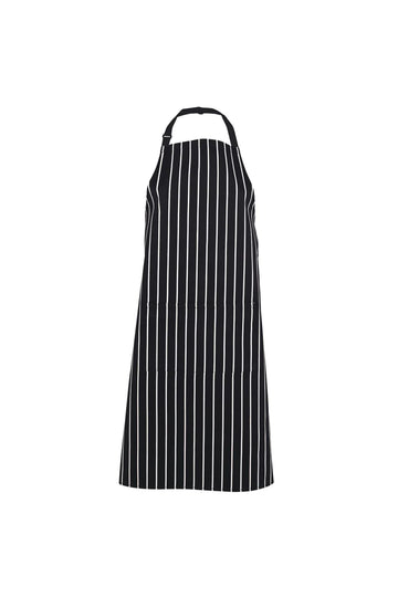 Bib Striped Apron with Pocket - Black/White