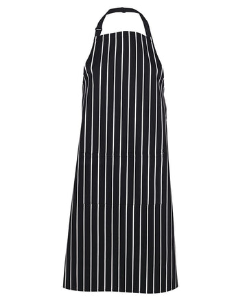 Bib Striped Apron with Pocket - Black/White