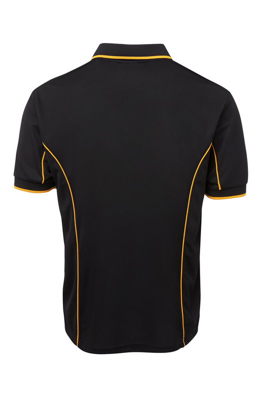 Men's Poly Piping Polo SSL - Black/Gold