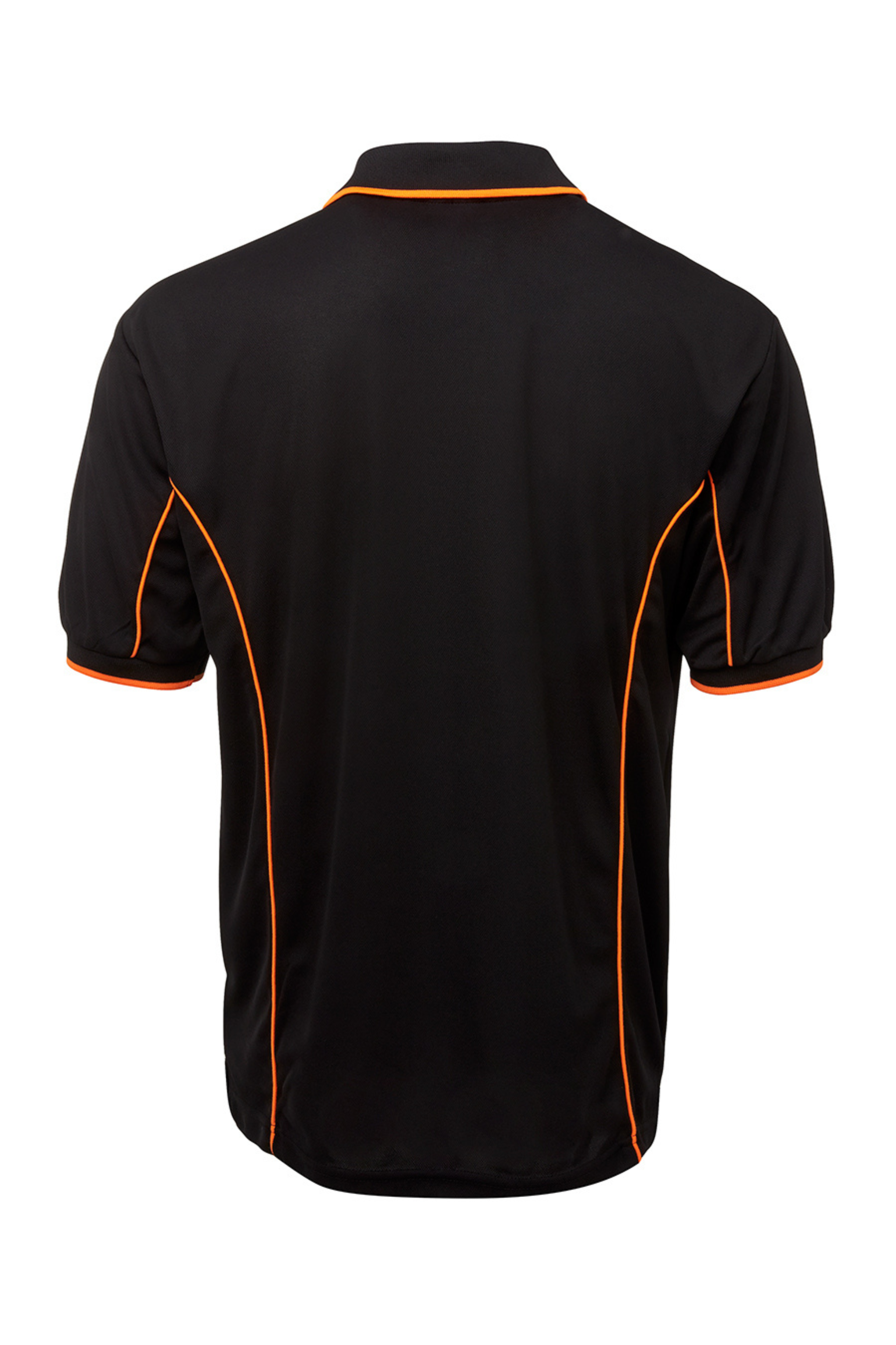 Men's Poly Piping Polo SSL - Black/Orange