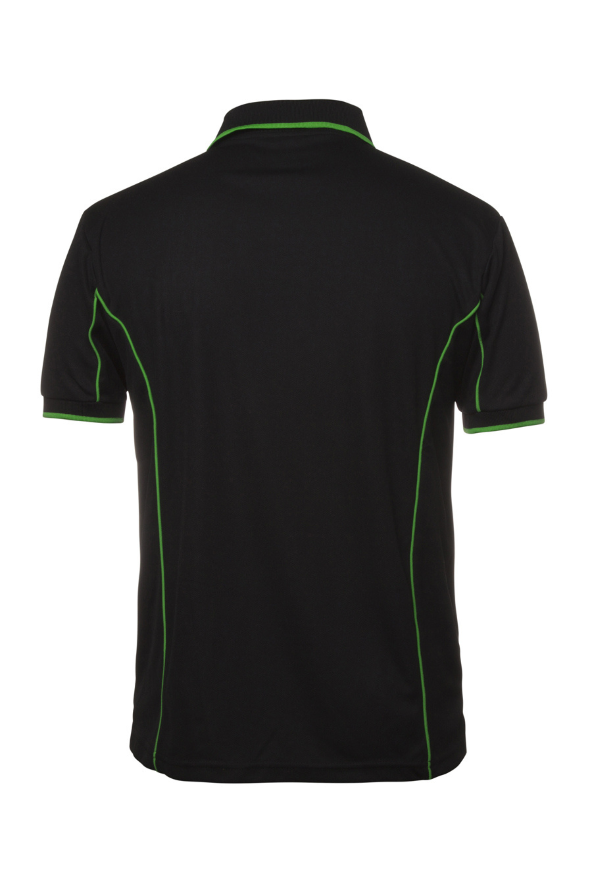 Men's Poly Piping Polo SSL - Black/Pea Green