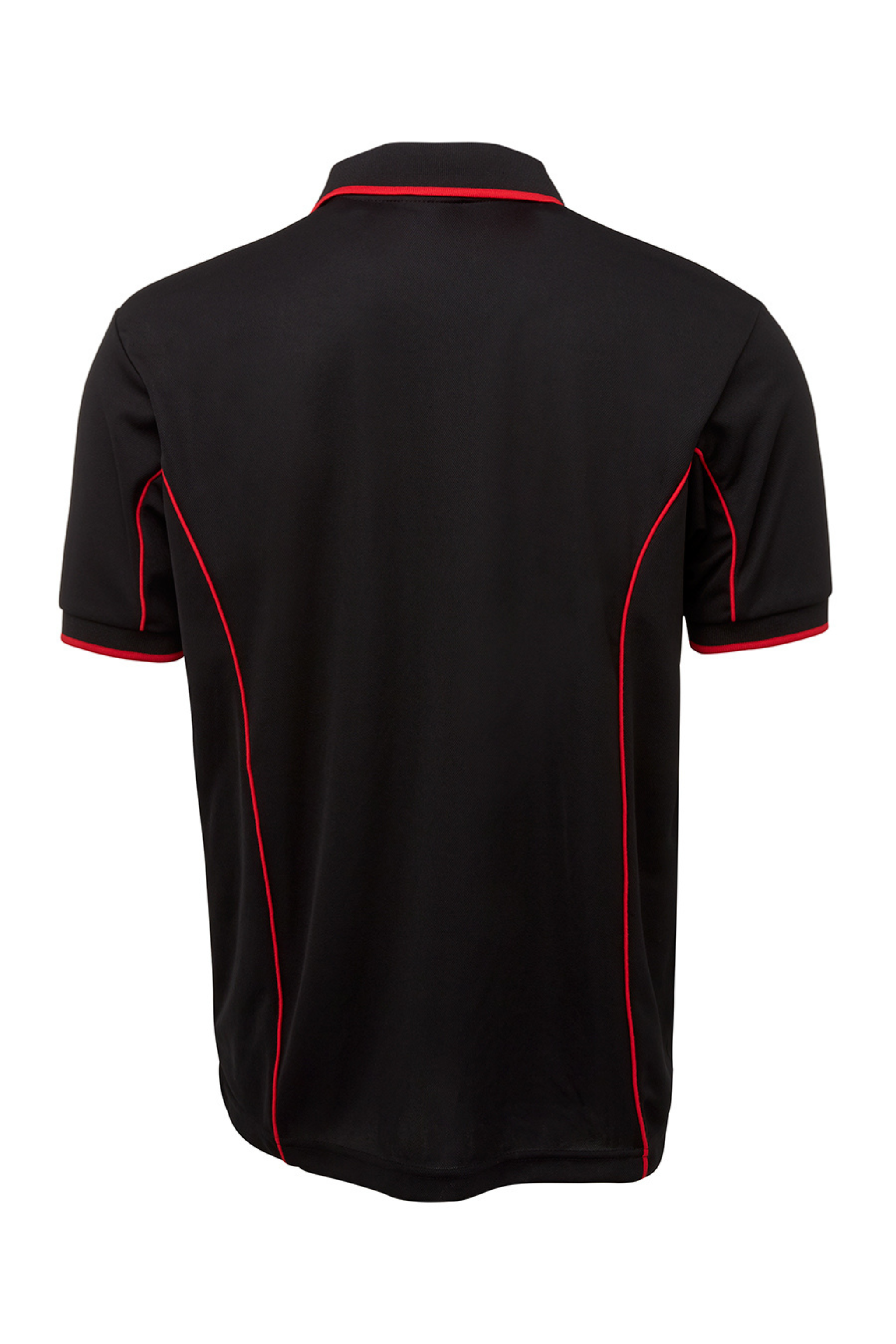 Men's Poly Piping Polo SSL - Black/Red