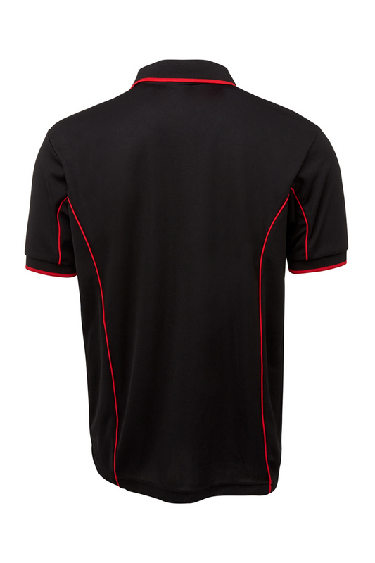 Men's Poly Piping Polo SSL - Black/Red