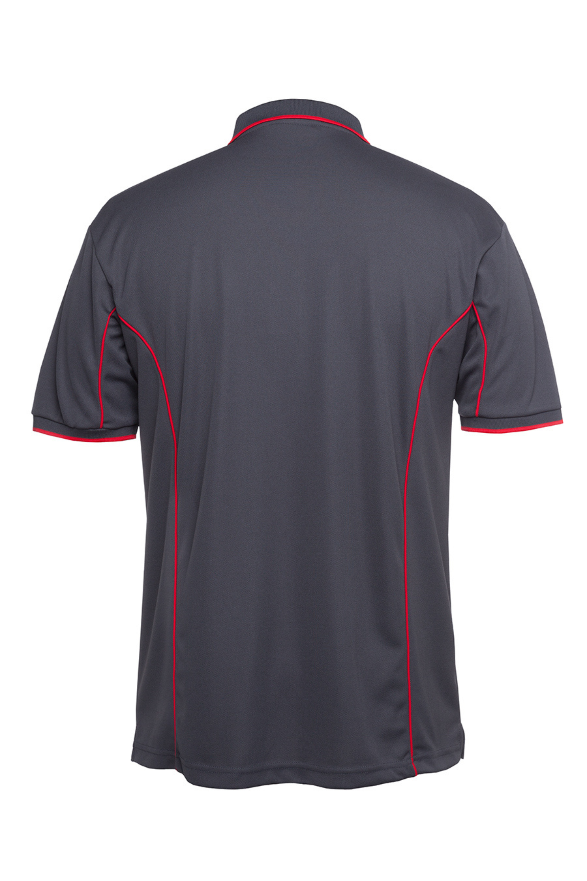 Men's Poly Piping Polo SSL - Charcoal/Red