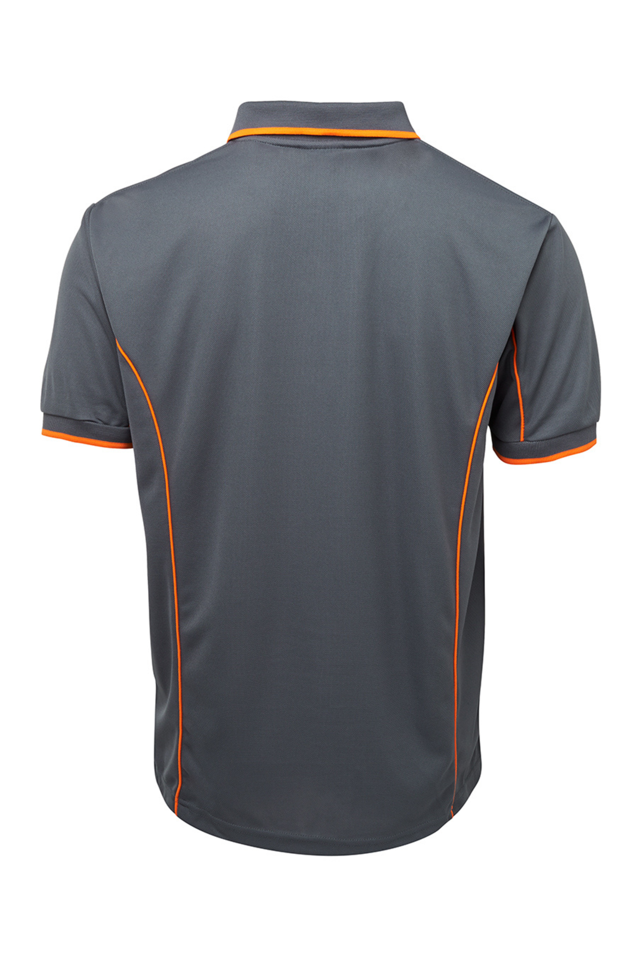 Men's Poly Piping Polo SSL - Grey/Orange