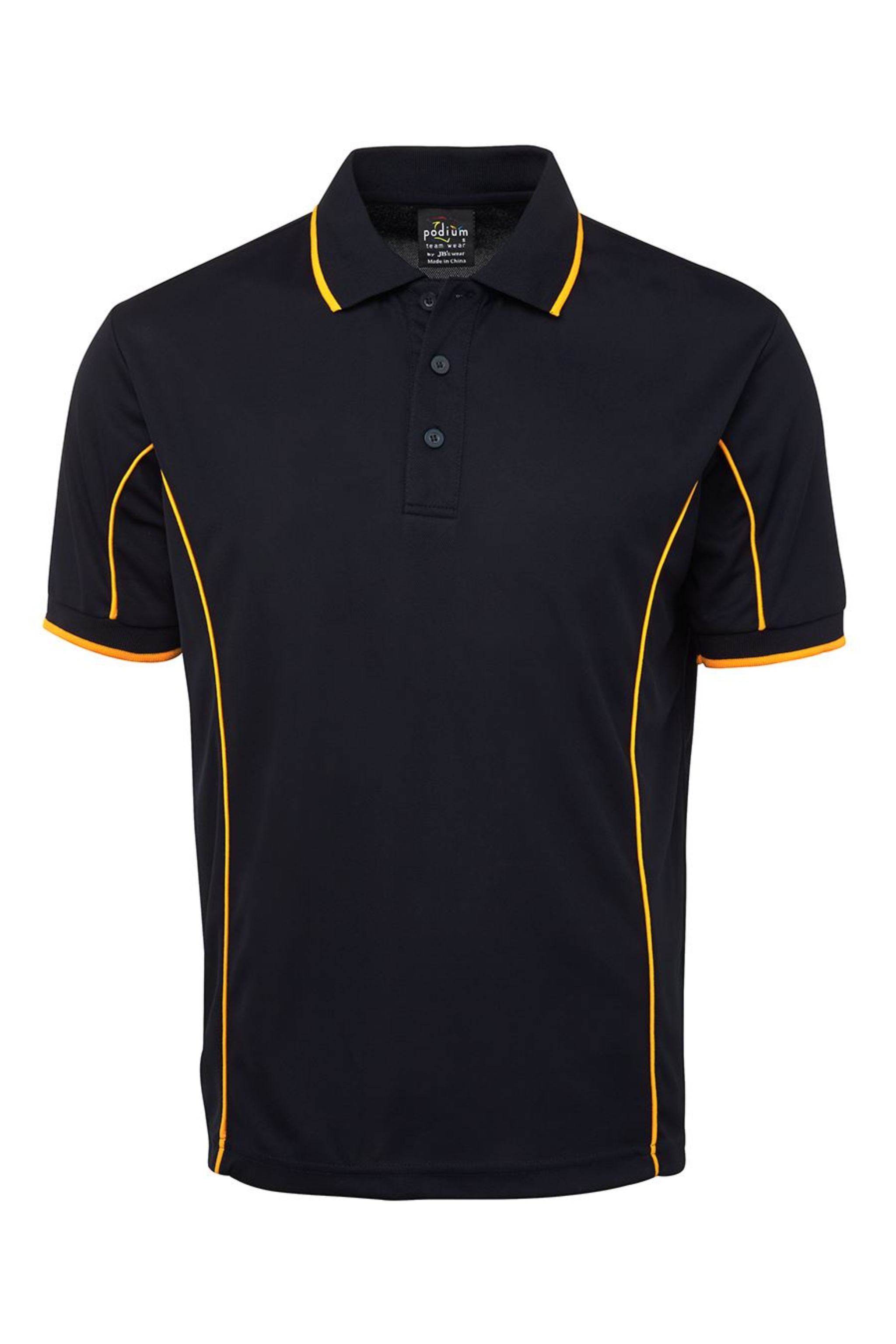 Men's Poly Piping Polo SSL - Navy/Gold