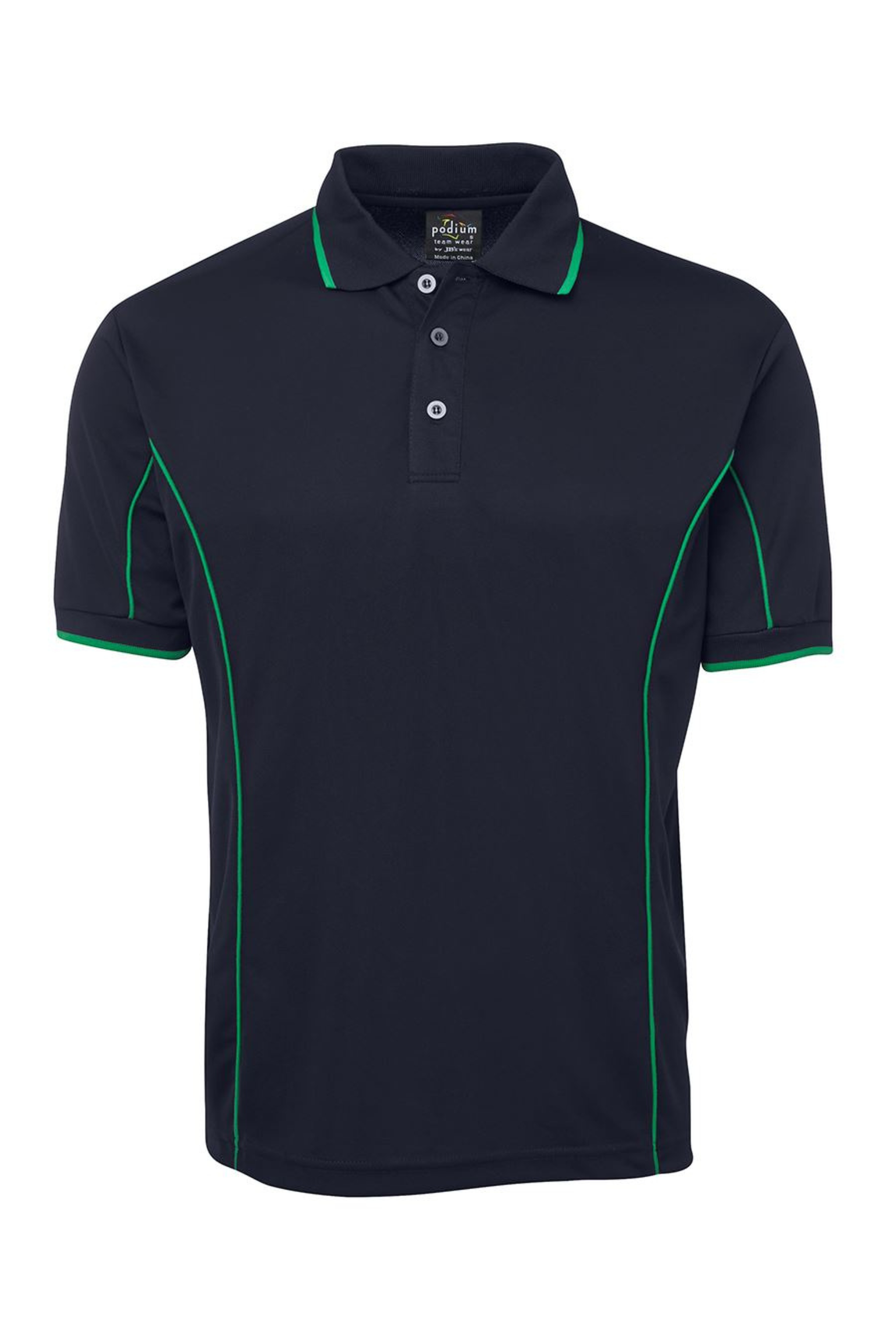 Men's Poly Piping Polo SSL - Navy/Green