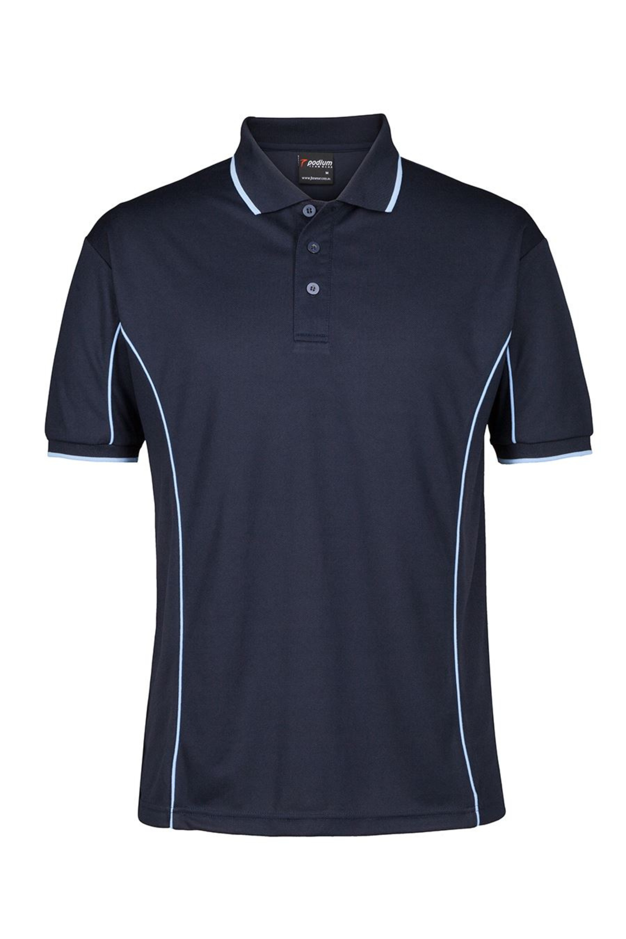 Men's Poly Piping Polo SSL - Navy/Light Blue