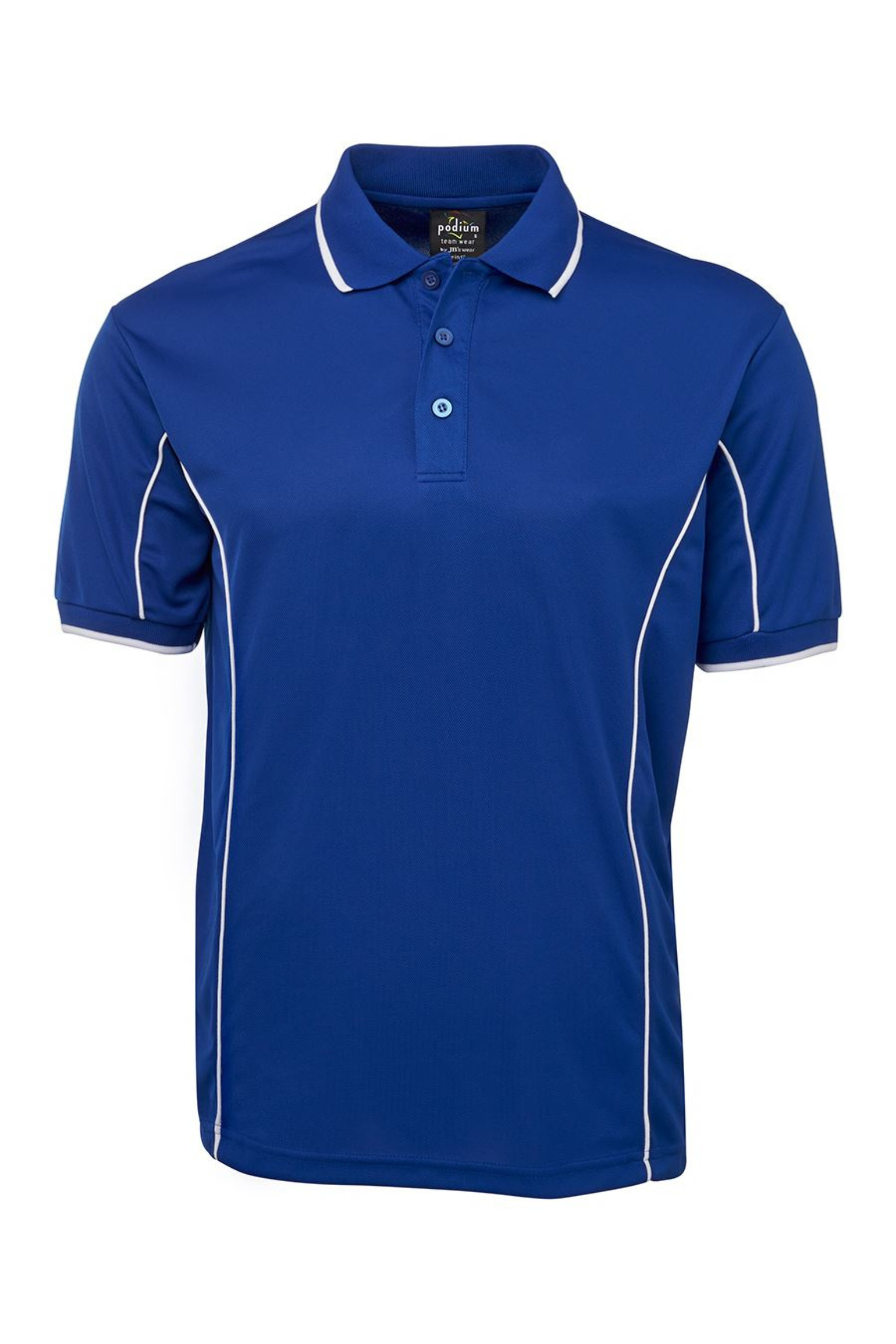 Men's Poly Piping Polo SSL - Royal/White