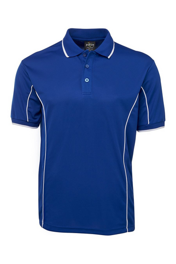 Men's Poly Piping Polo SSL - Royal/White