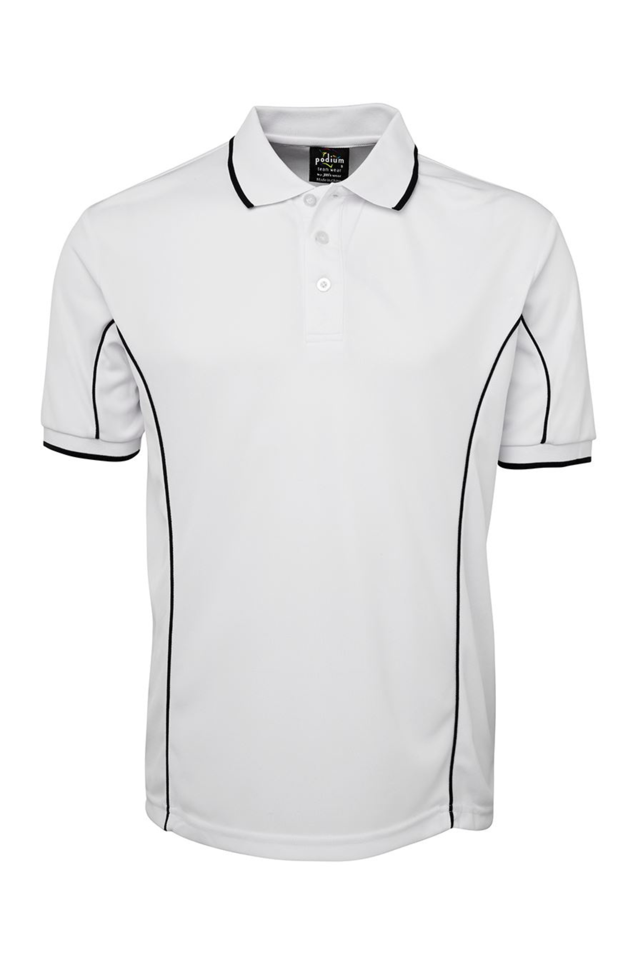 Men's Poly Piping Polo SSL - White/Grey