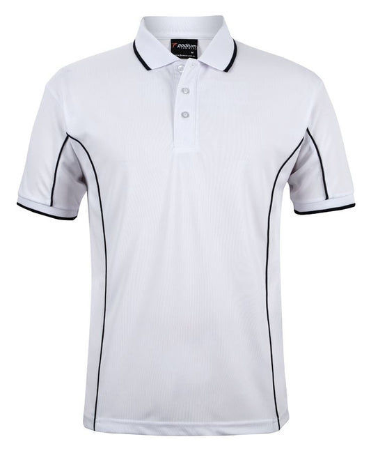 Men's Poly Piping Polo SSL - White/Navy