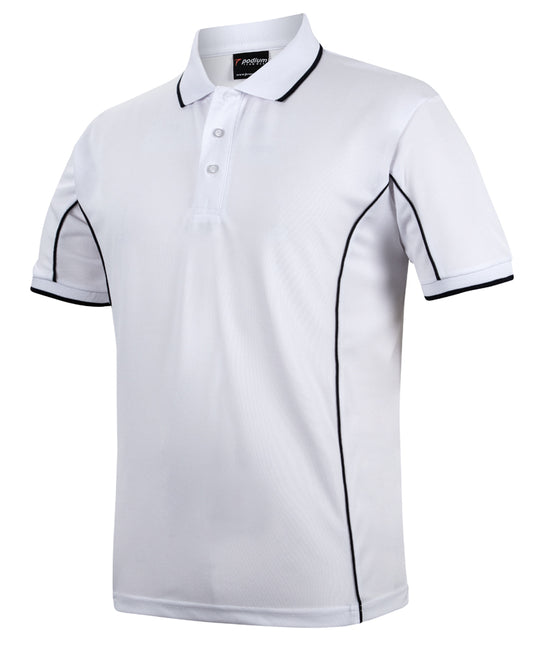 Men's Poly Piping Polo SSL - White/Navy