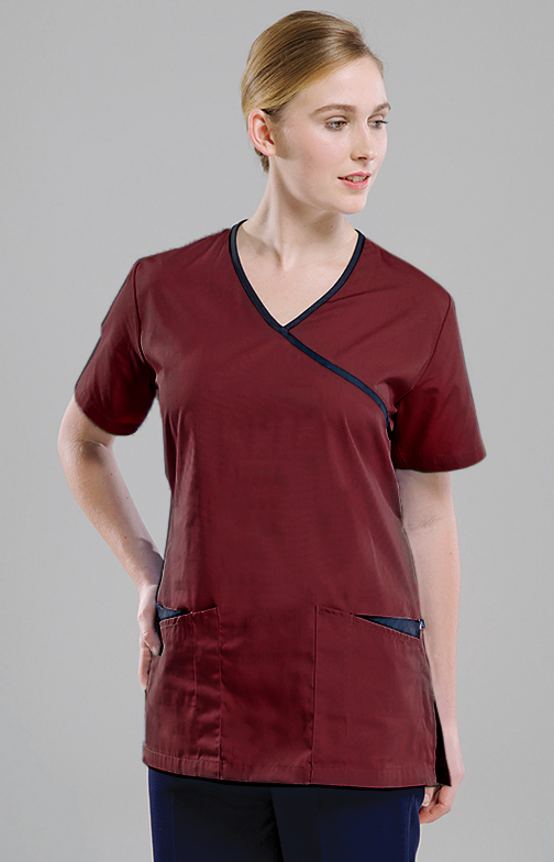 Women's Rakaia Scrub Top - Burgundy/Navy