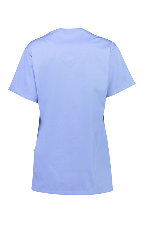 V Neck Scrub Top - Pale Blue/Navy