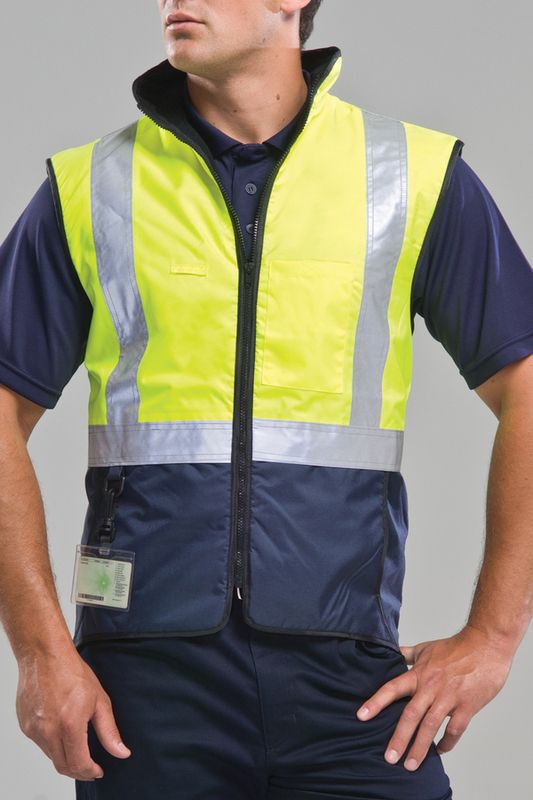 Hi Vis Fleece Lined Stamina Vest - Orange/Navy