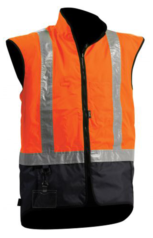 Hi Vis Fleece Lined Stamina Vest - Orange/Navy