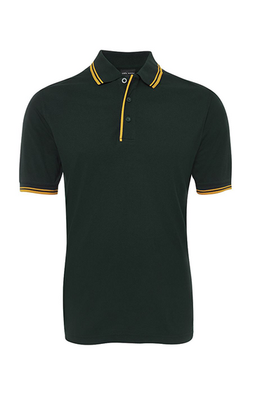 Men's Contrast Polo - Bottle/Gold