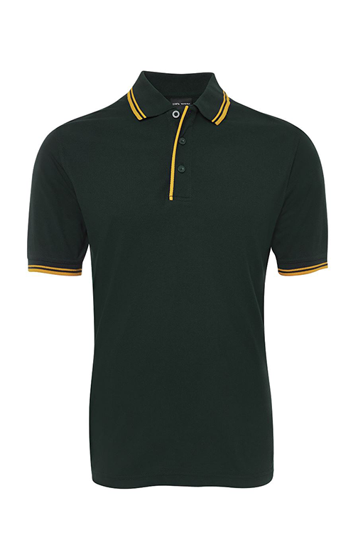 Men's Contrast Polo - Bottle/Gold