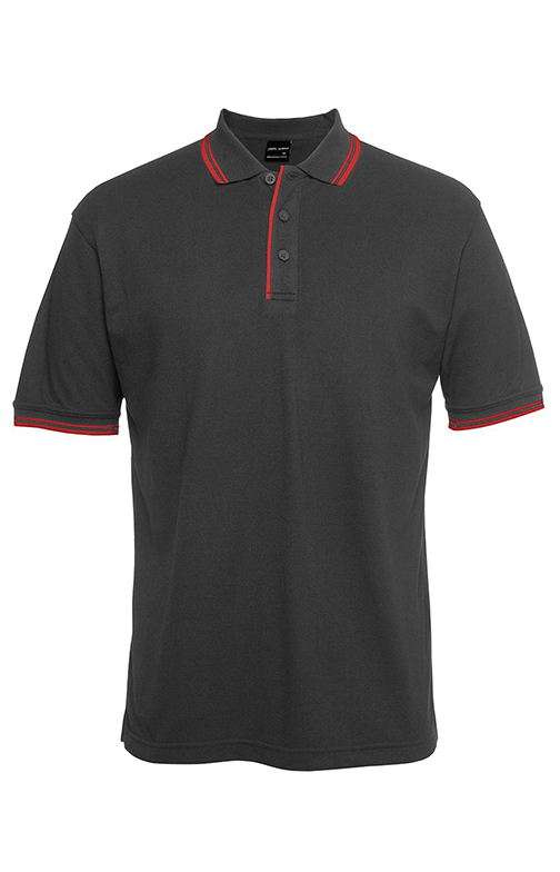 Men's Contrast Polo - Gunmetal/Red