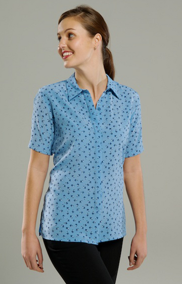 Covered Placket Blouse SSL - Porto Blue