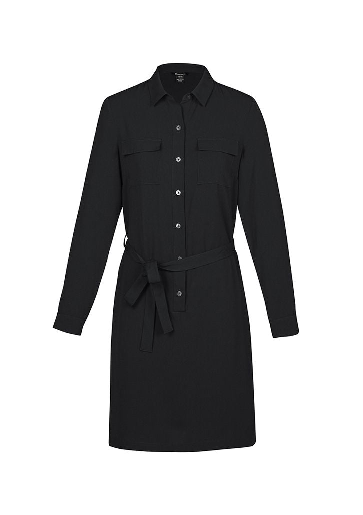 Chloe Georgette Shirt Dress - Navy