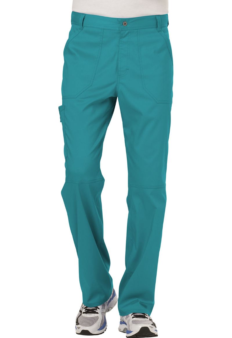 Cherokee Men's WW Revolution Fly Front Drawstring Cargo Pant - Teal Blue