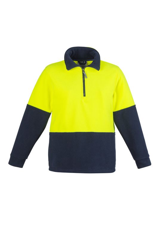 Hi Vis Half Zip Polar Fleece Jumper - Yellow/Navy