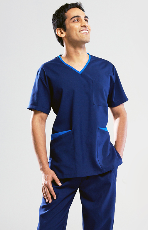 Men's Rakaia Scrub Top - Cobalt/Black