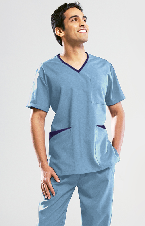 Men's Rakaia Scrub Top - Cobalt/Black