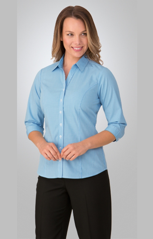 Pippa check 3/4 sleeve blouse - Aqua